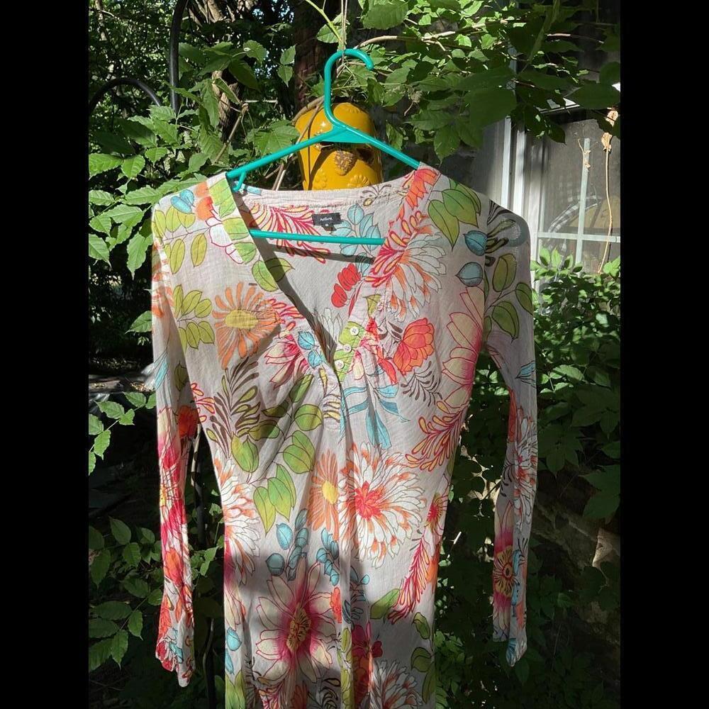 Natura Floral Beach Coverup, Vacation, Coastal, Cruise Size Small - Picture 2 of 9